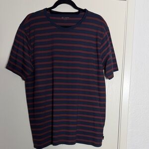 Los Angeles Apparel Navy and Burgundy Red Striped Short Sleeve Tee